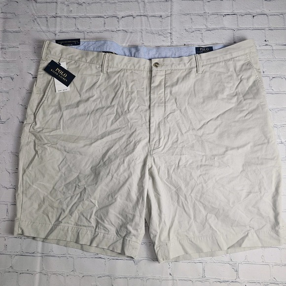 NEW POLO RALPH LAUREN Mens Shorts 50B Khaki Pockets Classic Fit‎ Beige Stretch - Picture 1 of 16